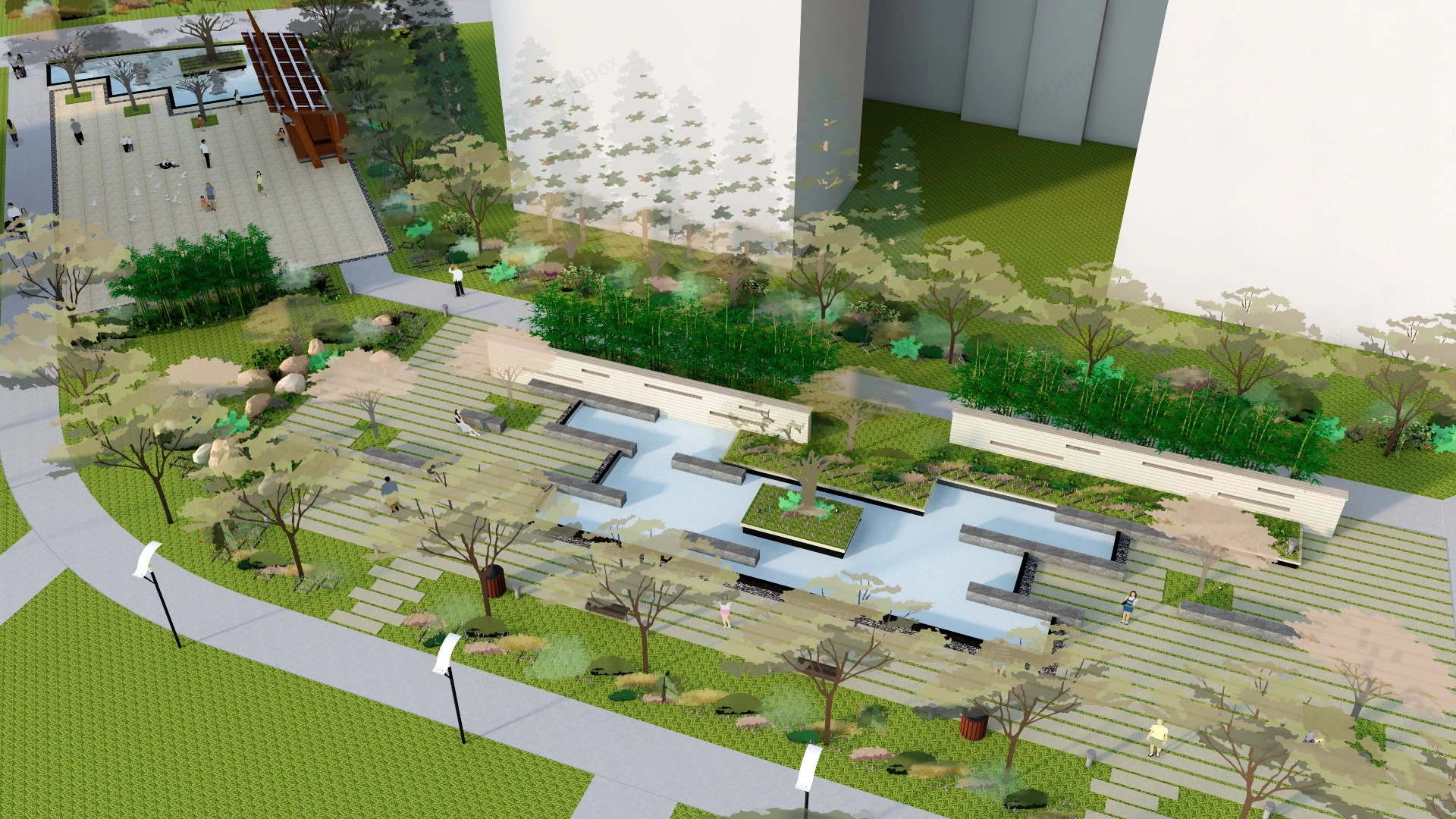 Small Pocket Park sketchup model preview - SketchupBox