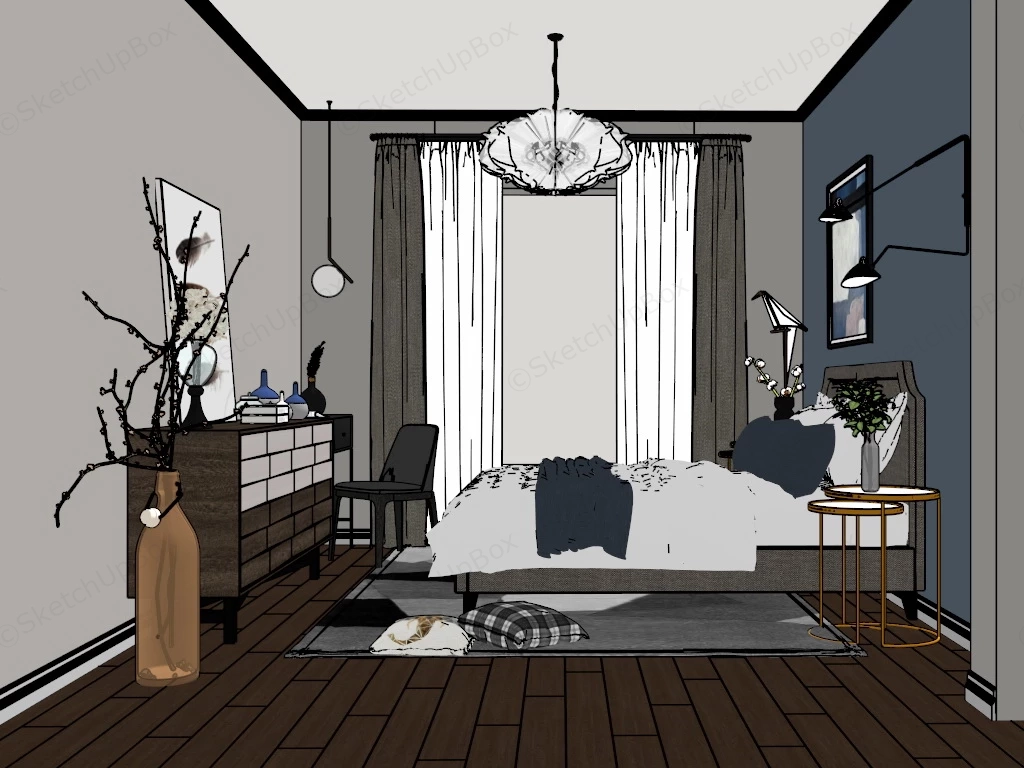 Small Adult Bedroom sketchup model preview - SketchupBox