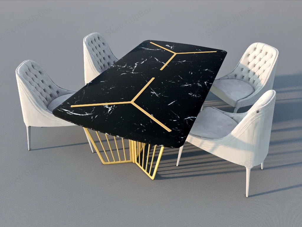 Marble Dining Table Set sketchup model preview - SketchupBox