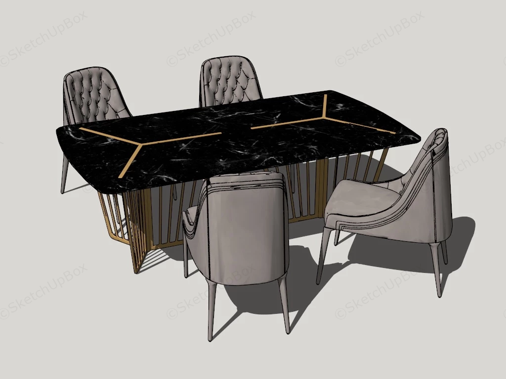 Marble Dining Table Set sketchup model preview - SketchupBox