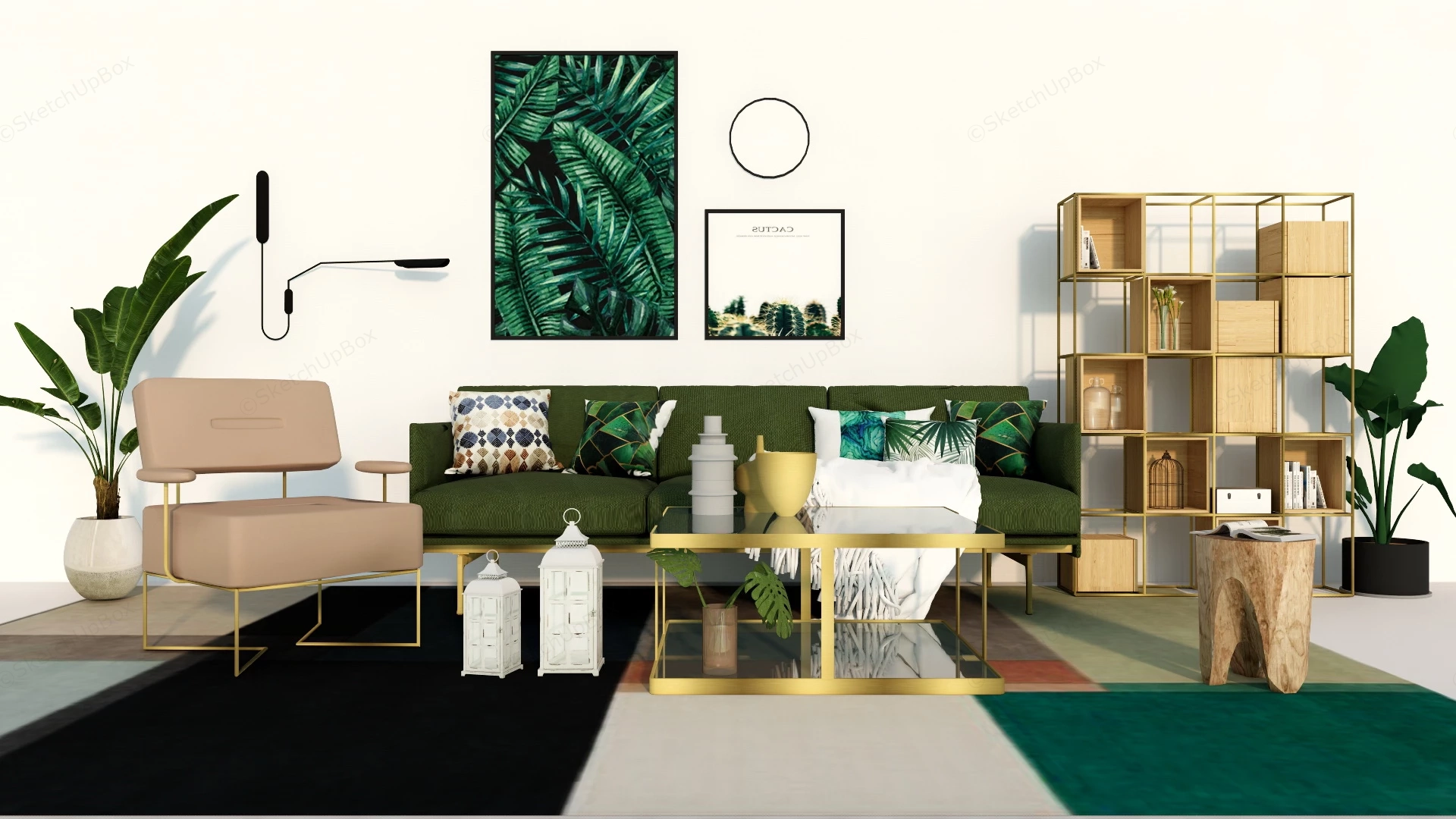 Casual Living Room Furniture Set sketchup model preview - SketchupBox