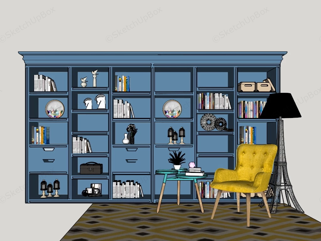 Reading Nook With Bookshelf sketchup model preview - SketchupBox