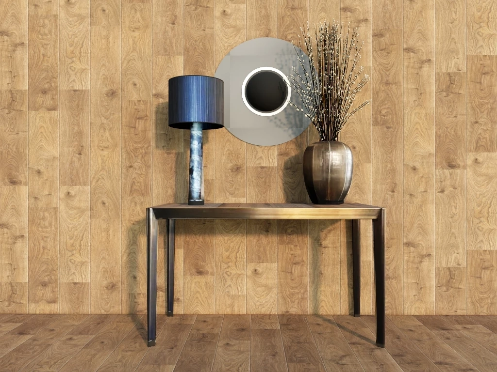 Mid Century Brass Console Table sketchup model preview - SketchupBox