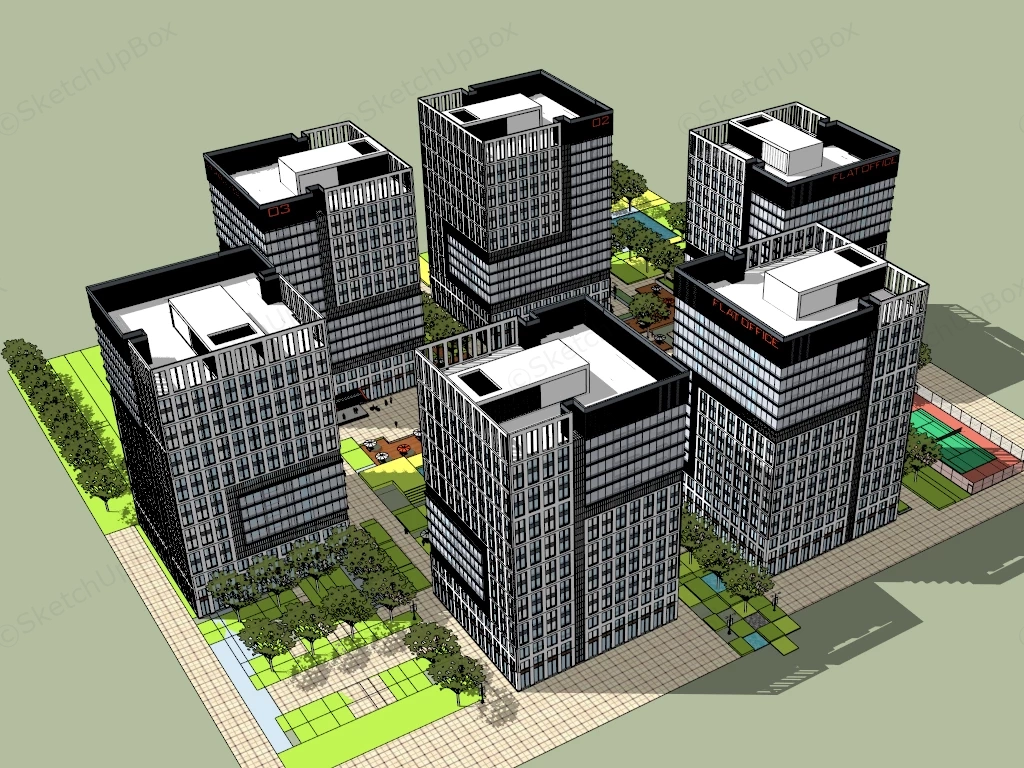 Software Park Office Buildings sketchup model preview - SketchupBox
