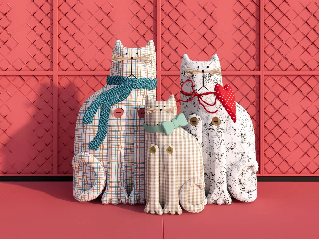 Large Cat Figurines sketchup model preview - SketchupBox