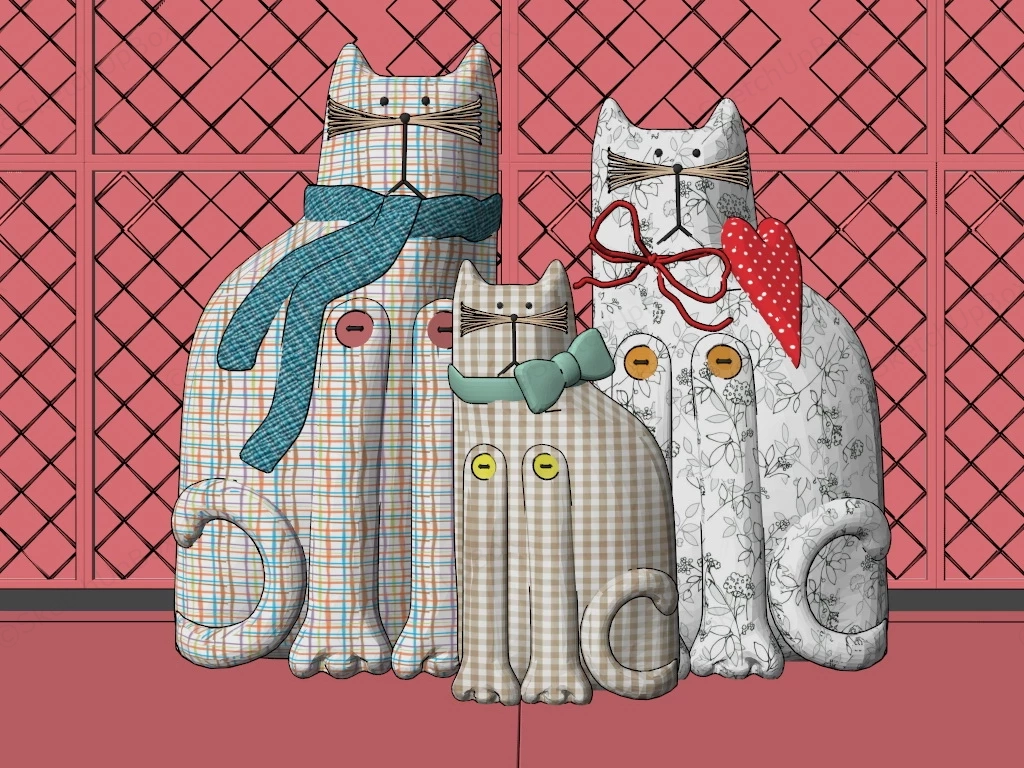 Large Cat Figurines sketchup model preview - SketchupBox