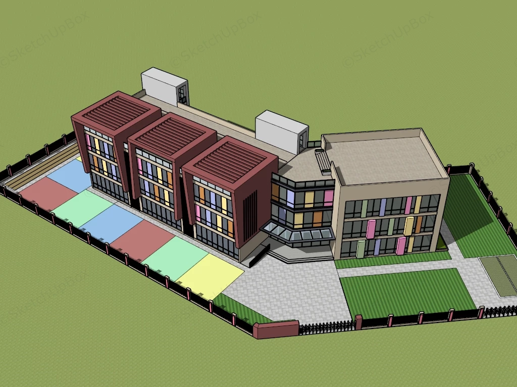 Kindergarten Architecture Design sketchup model preview - SketchupBox