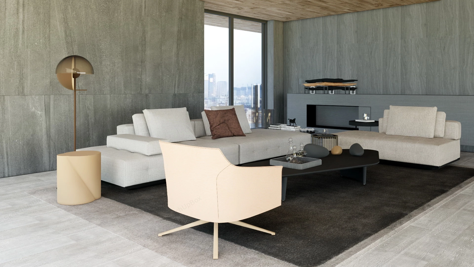Cozy Modern Living Room sketchup model preview - SketchupBox