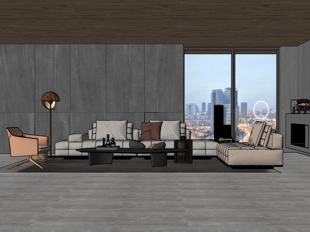 Cozy Modern Living Room sketchup model preview - SketchupBox