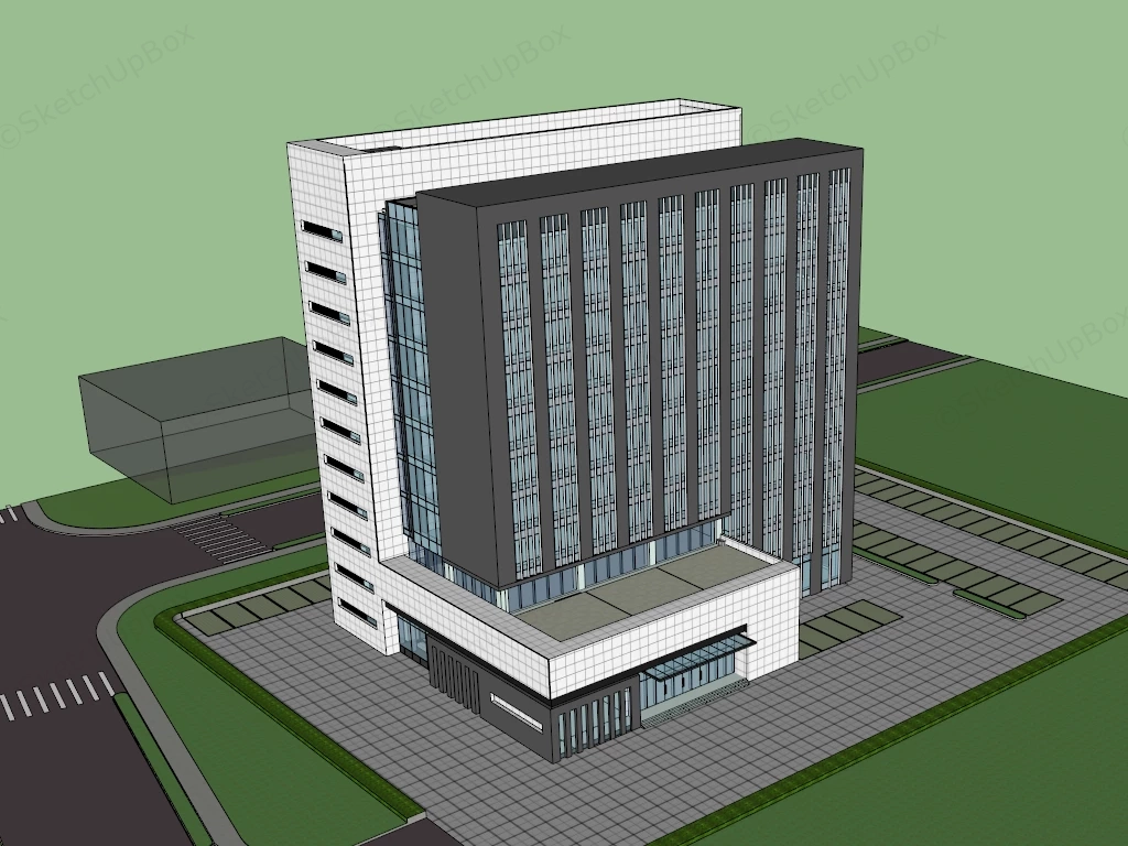 Modern Commercial Office Building sketchup model preview - SketchupBox