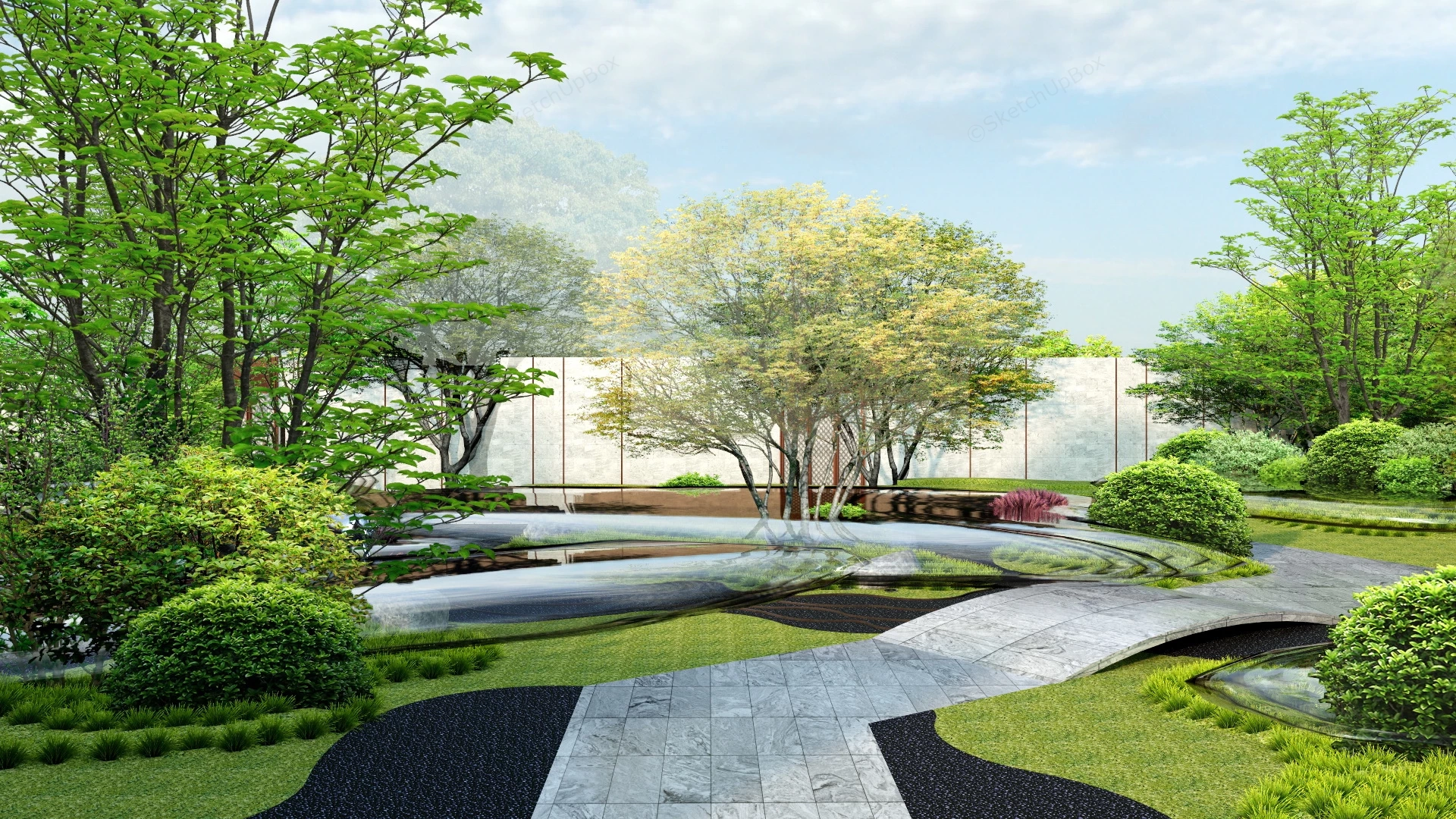 Peaceful Zen Garden sketchup model preview - SketchupBox