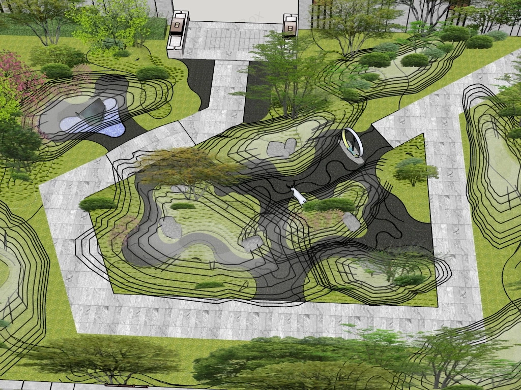 Peaceful Zen Garden sketchup model preview - SketchupBox