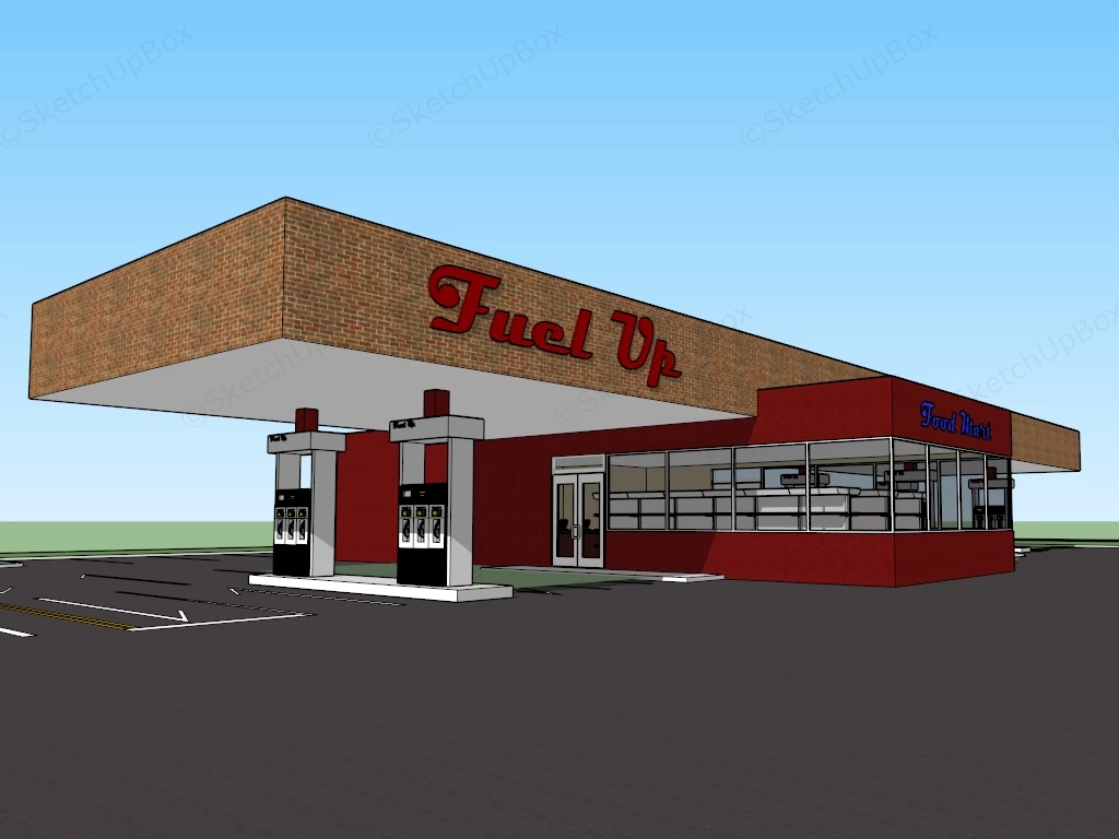 Fuel Up Gas Station sketchup model preview - SketchupBox