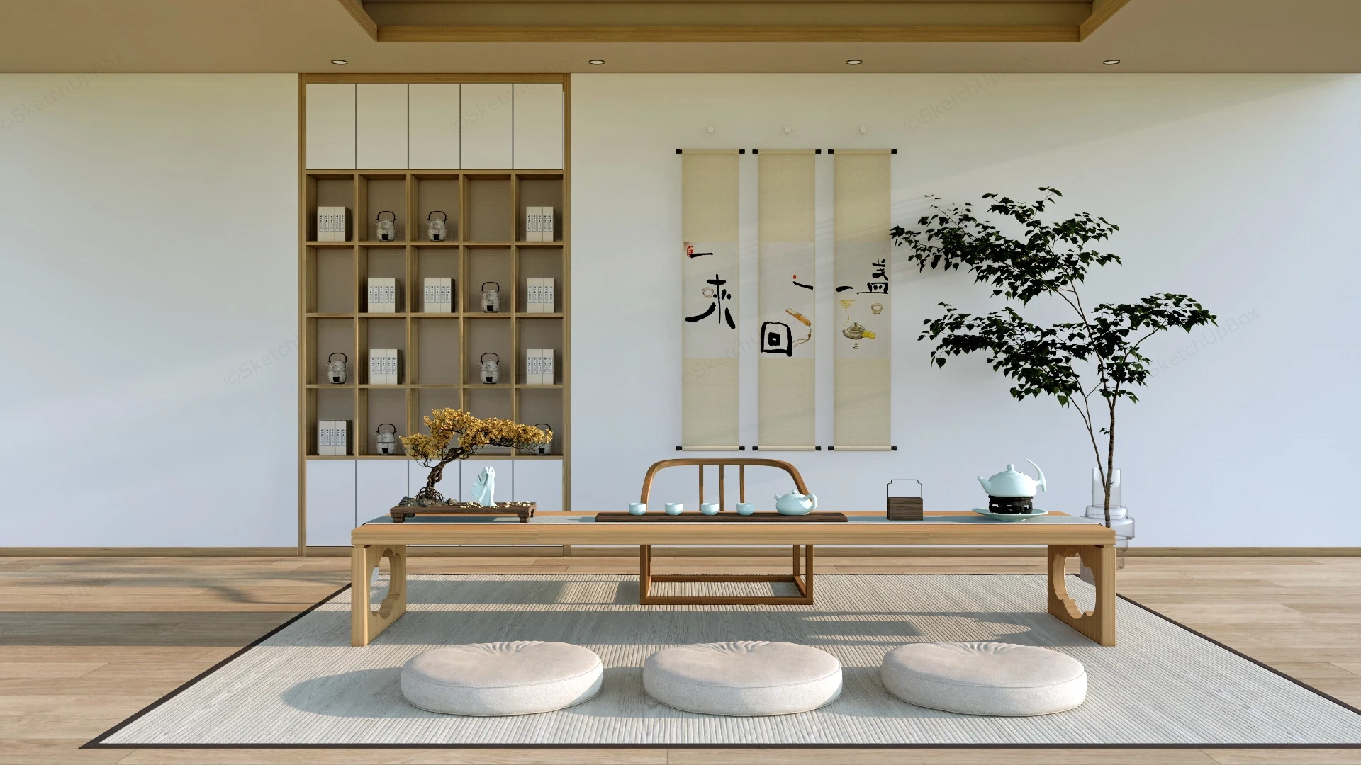 Zen Tea House sketchup model preview - SketchupBox
