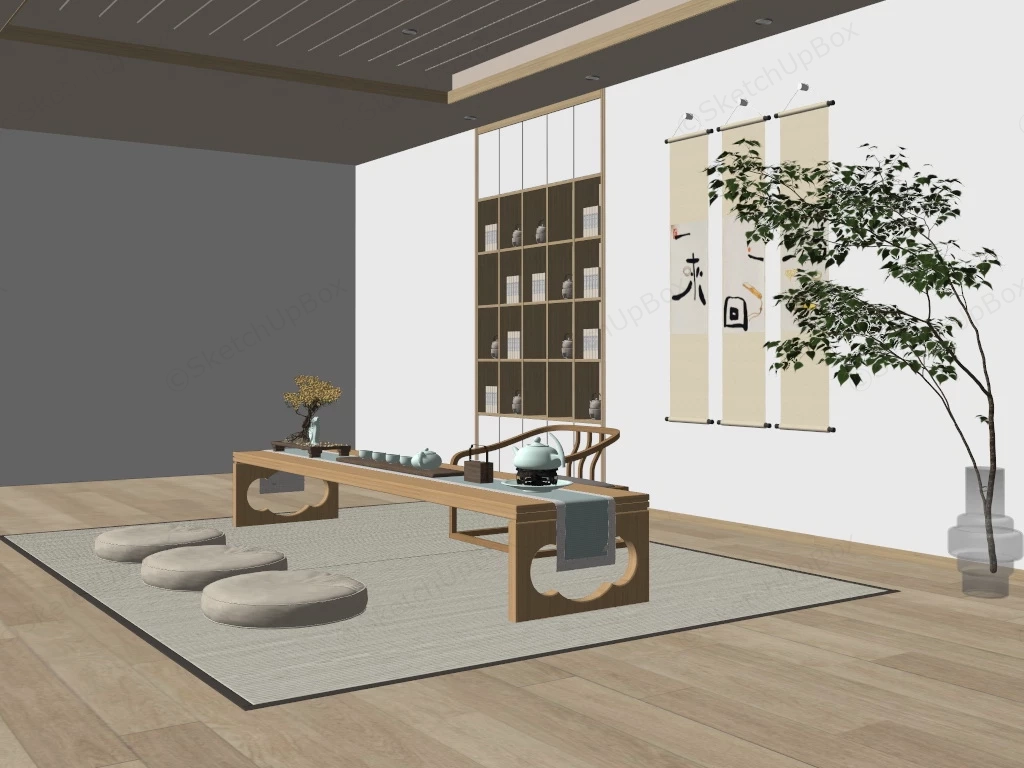 Zen Tea House sketchup model preview - SketchupBox