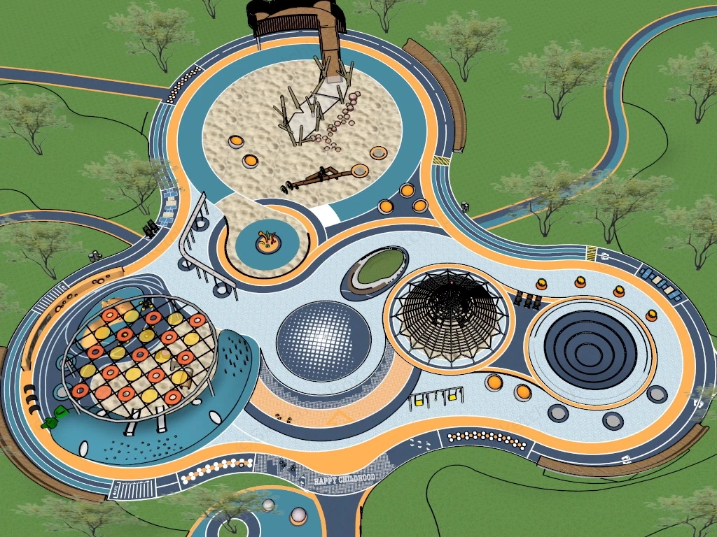 Adventure Playground Design sketchup model preview - SketchupBox