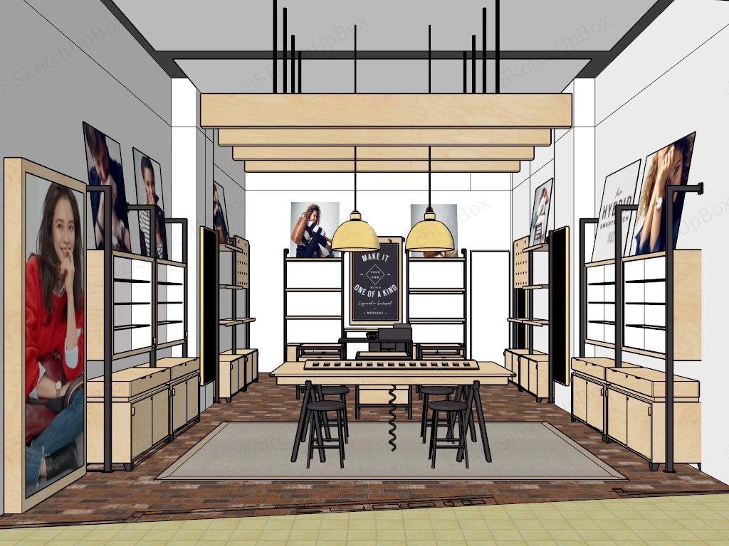 Cosmetics Retail Store sketchup model preview - SketchupBox