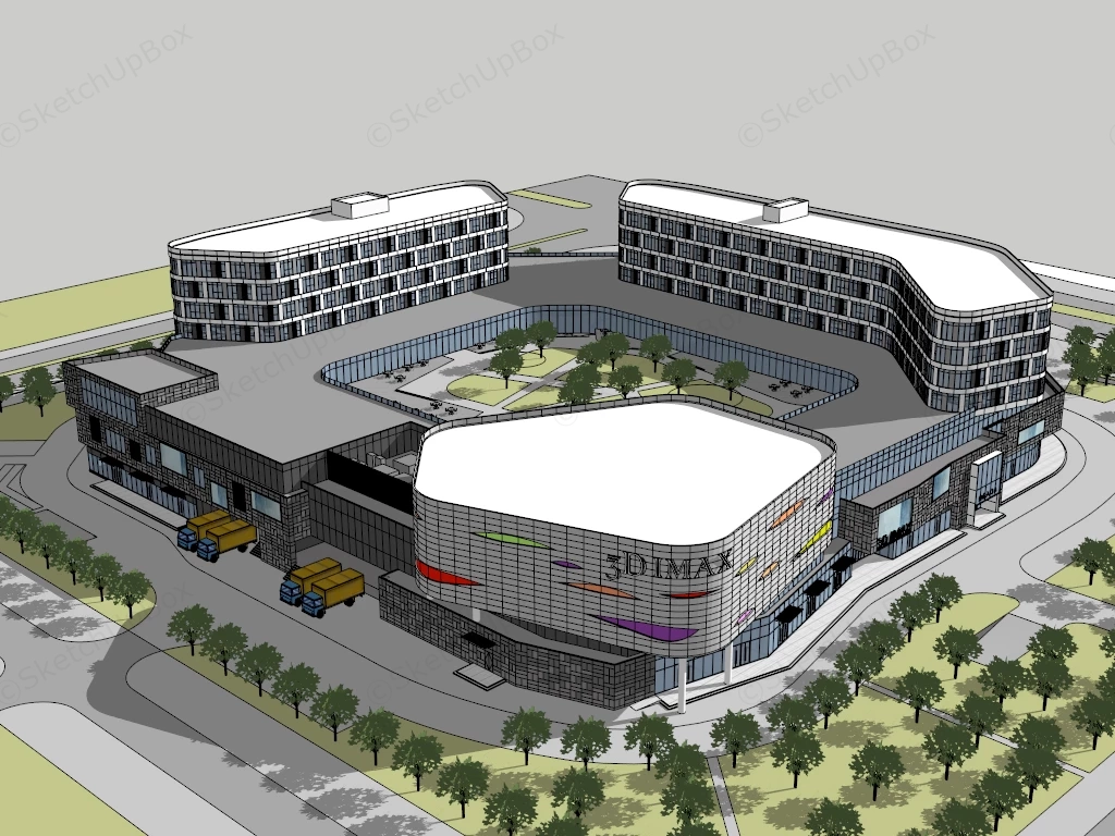 Shopping Center Architecture sketchup model preview - SketchupBox