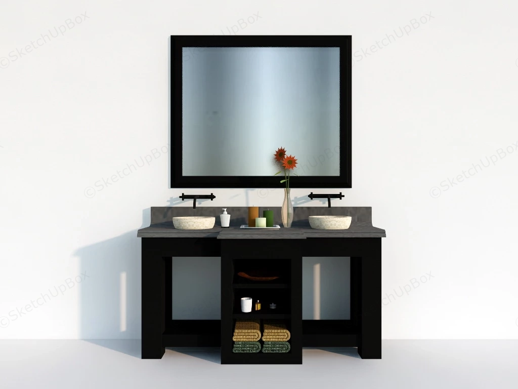 Double Sink Bathroom Vanity sketchup model preview - SketchupBox