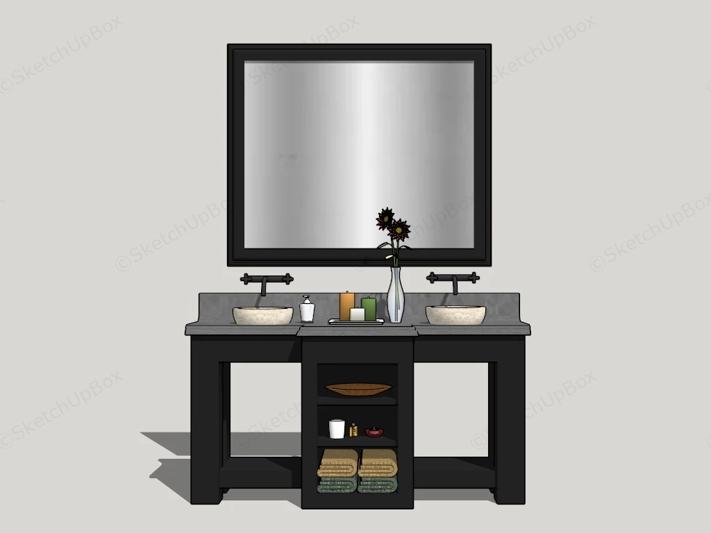 Double Sink Bathroom Vanity sketchup model preview - SketchupBox