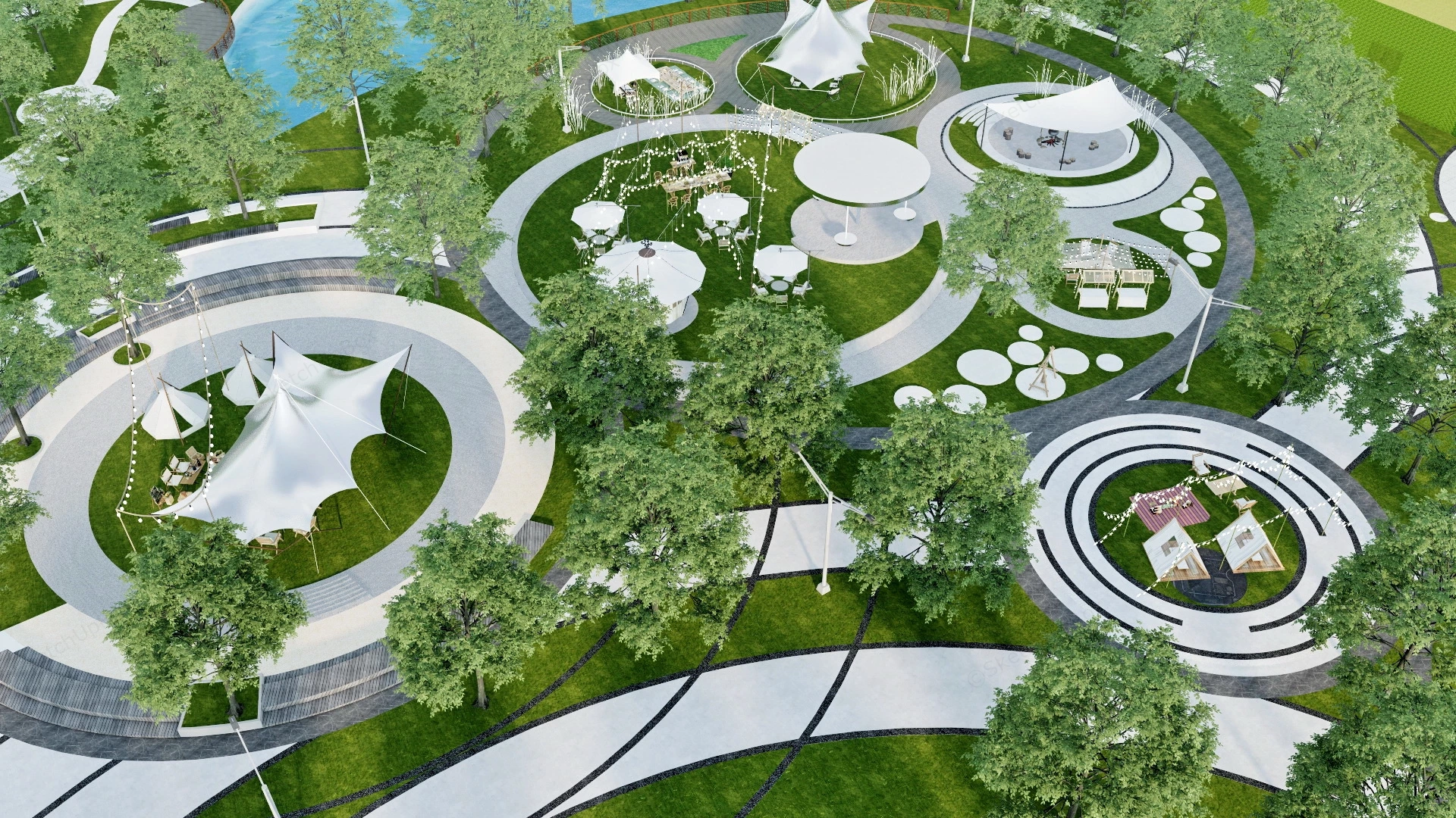 Urban Camp Park sketchup model preview - SketchupBox