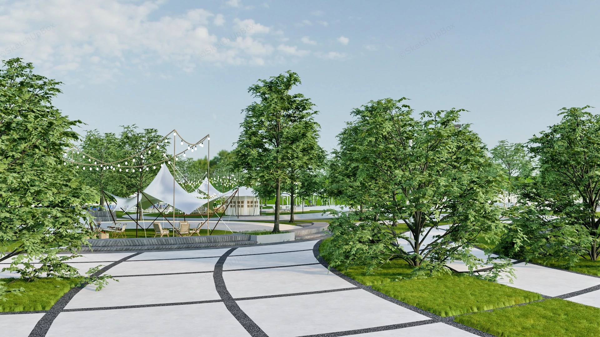 Urban Camp Park sketchup model preview - SketchupBox