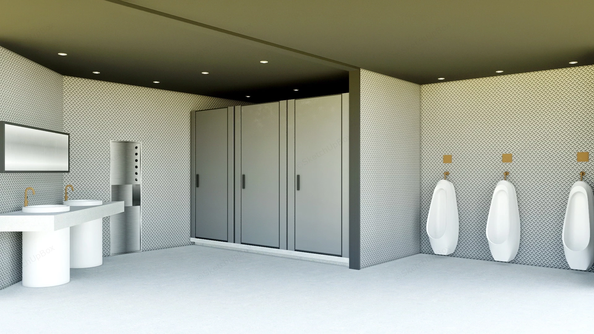 Public Man's Washroom sketchup model preview - SketchupBox