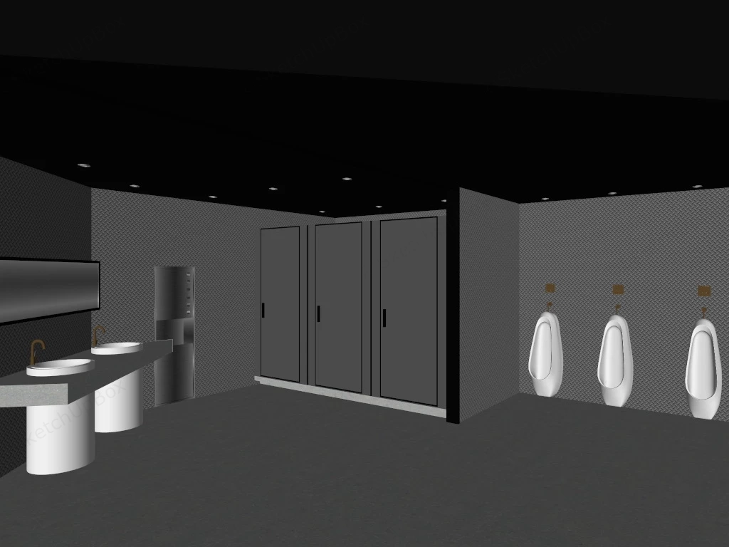 Public Man's Washroom sketchup model preview - SketchupBox