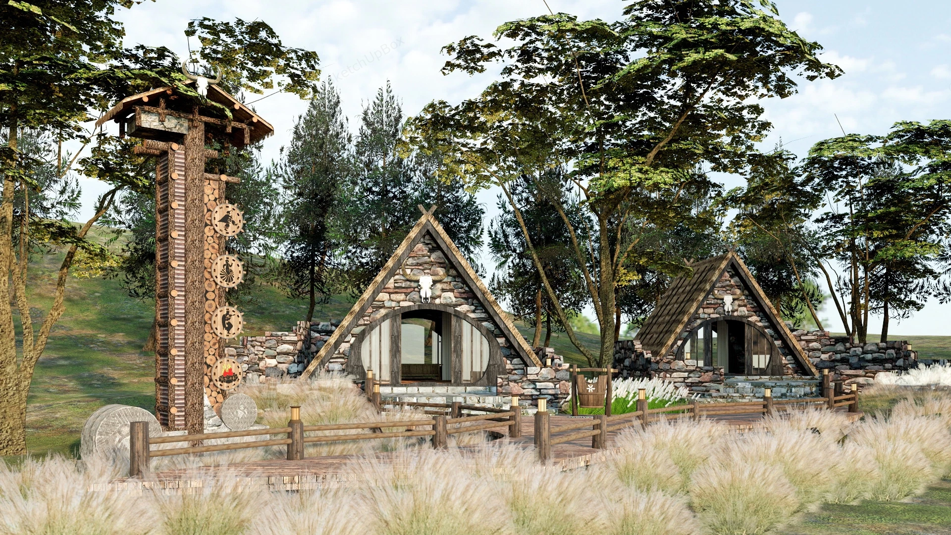 Primitive Stone House sketchup model preview - SketchupBox