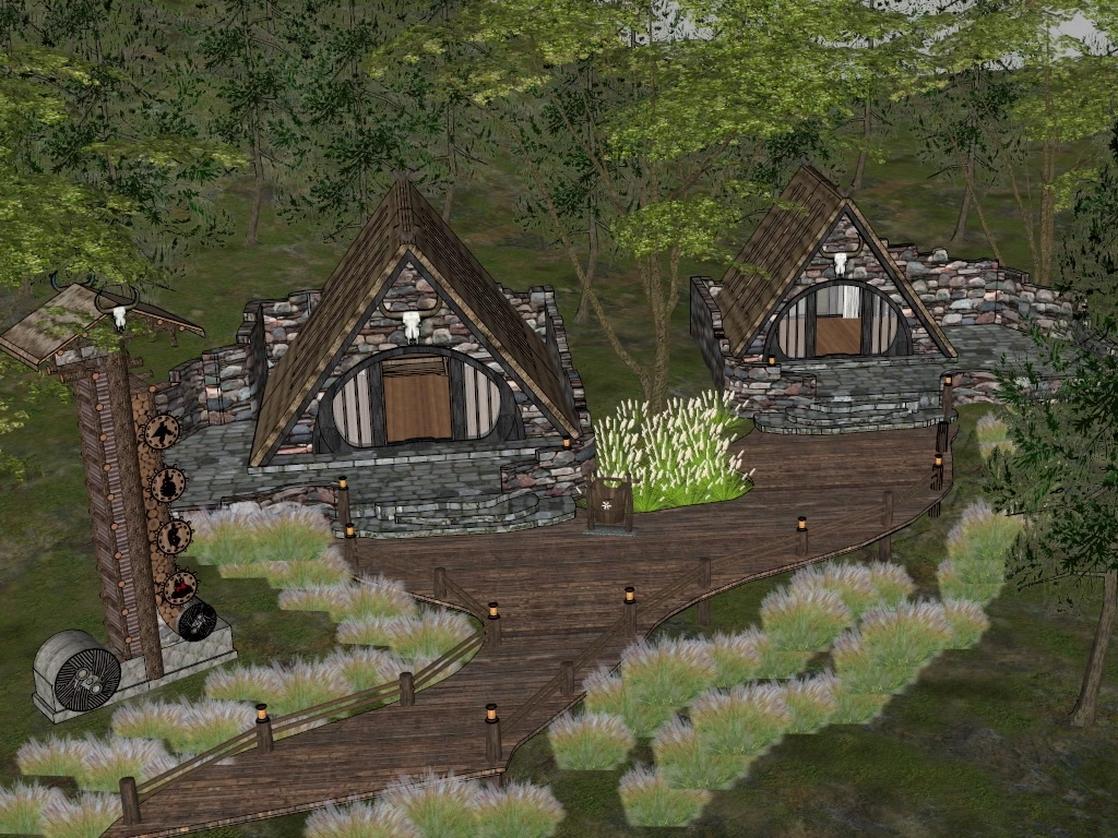 Primitive Stone House sketchup model preview - SketchupBox
