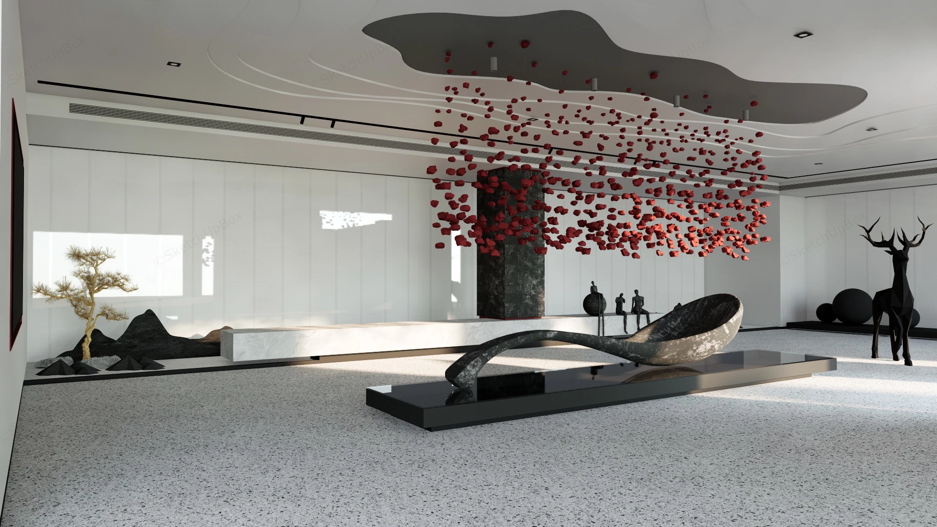 Contemporary Lobby Design sketchup model preview - SketchupBox