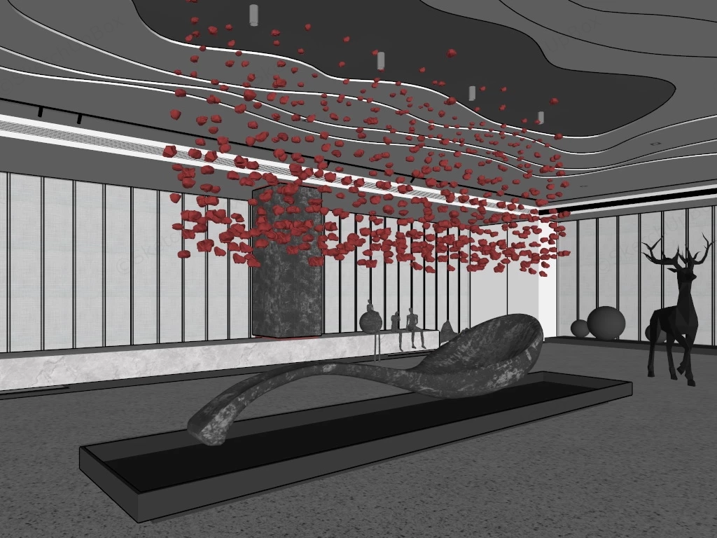 Contemporary Lobby Design sketchup model preview - SketchupBox