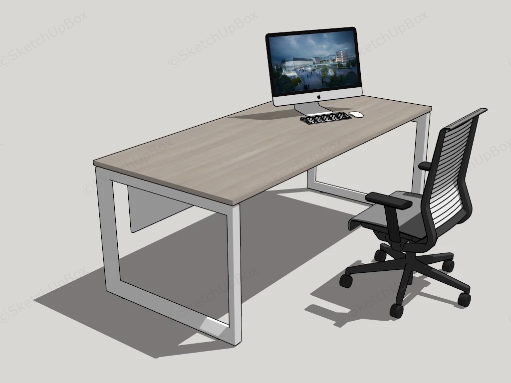Modern Office Desk And Chair sketchup model preview - SketchupBox