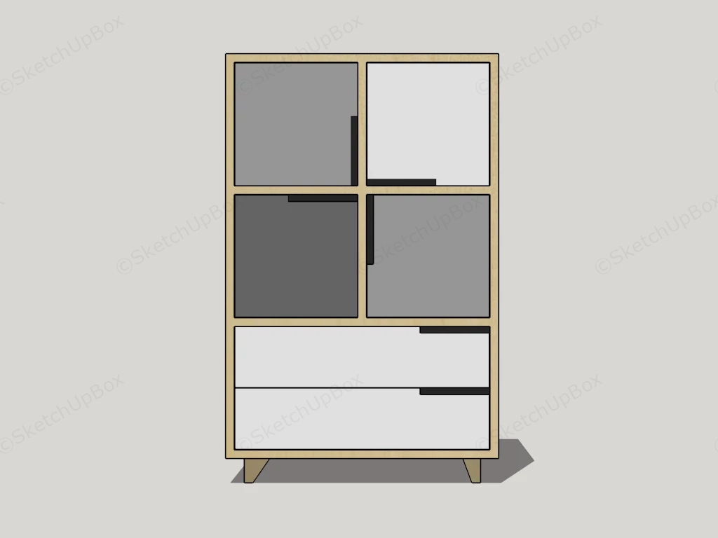 Tall Wood Dresser sketchup model preview - SketchupBox