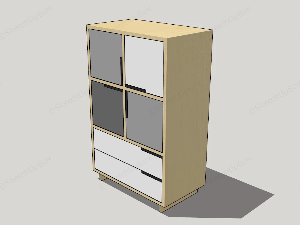 Tall Wood Dresser sketchup model preview - SketchupBox