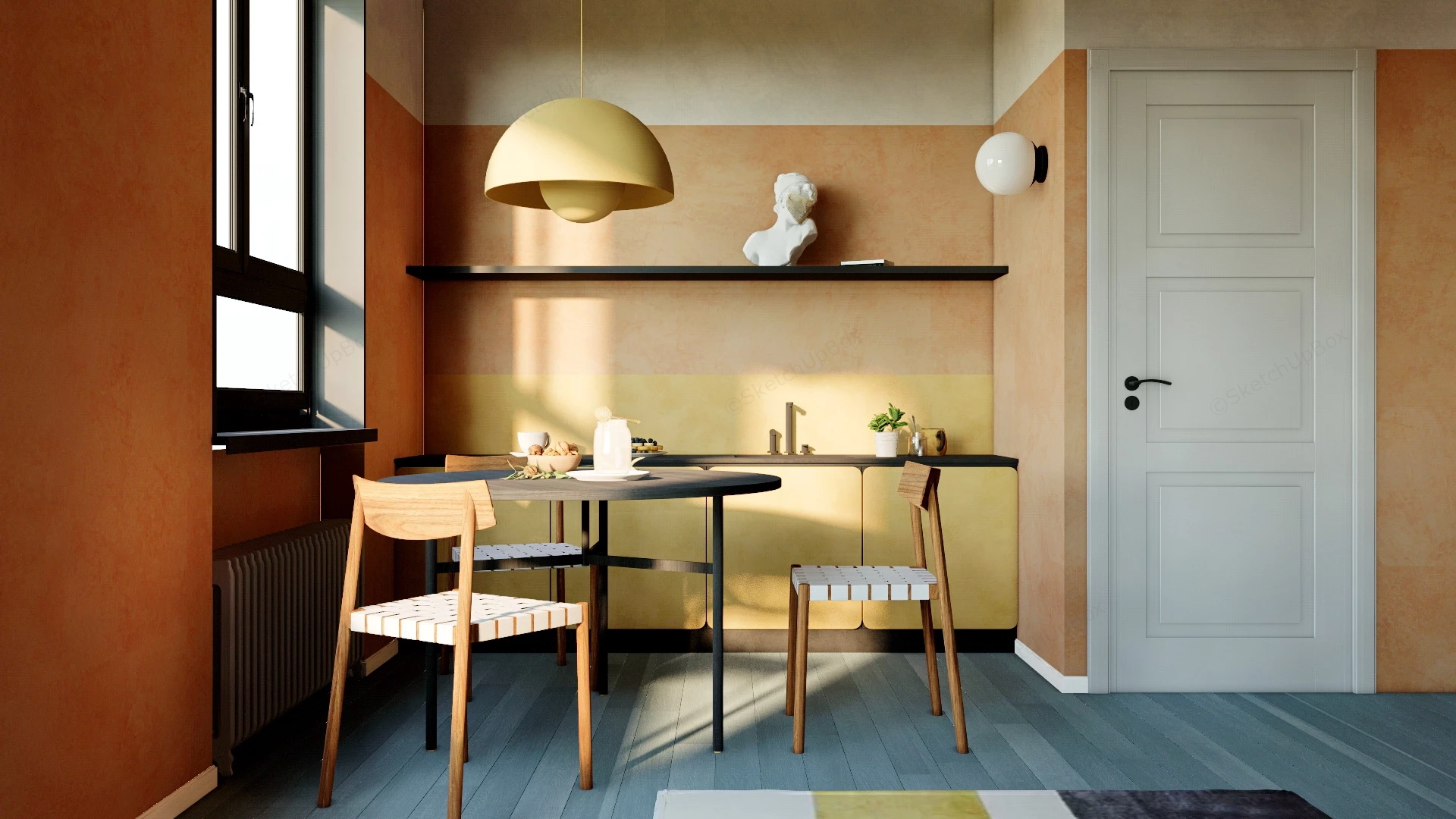 Orange And Yellow Dining Room Decor sketchup model preview - SketchupBox