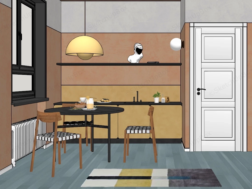 Orange And Yellow Dining Room Decor sketchup model preview - SketchupBox