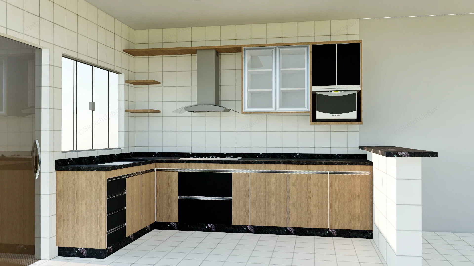 L Shaped Kitchen Cabinet Design sketchup model preview - SketchupBox