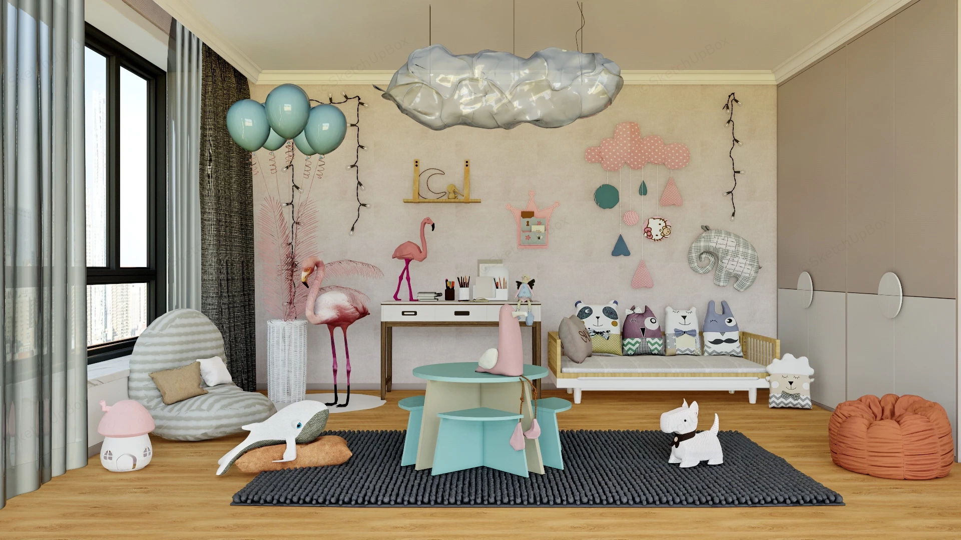 Cute Kids Playroom sketchup model preview - SketchupBox