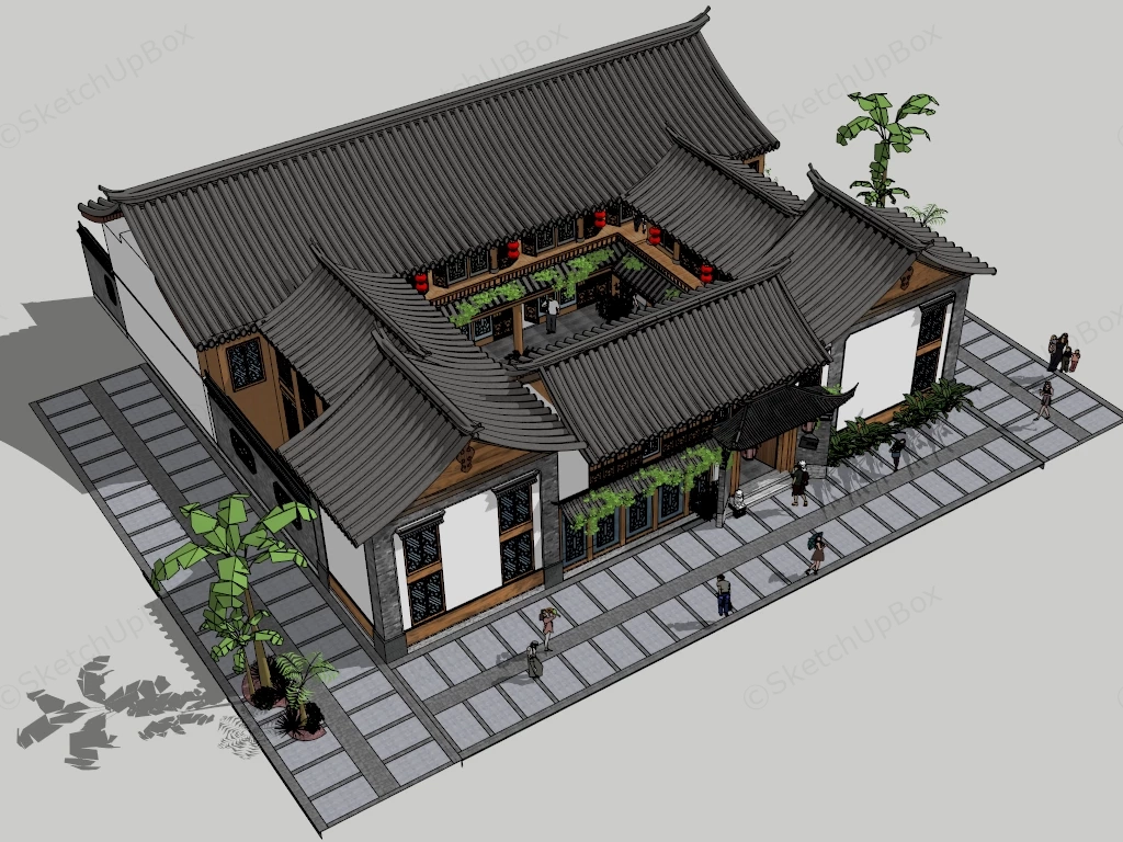 Chinese Courtyard House sketchup model preview - SketchupBox