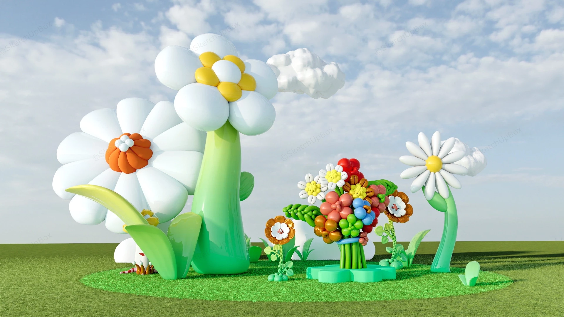 Giant Flower Installation sketchup model preview - SketchupBox