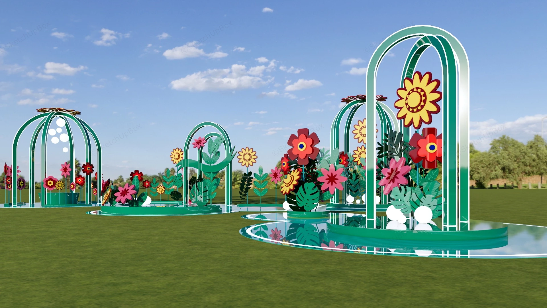 Art Installation Plaza Flower sketchup model preview - SketchupBox