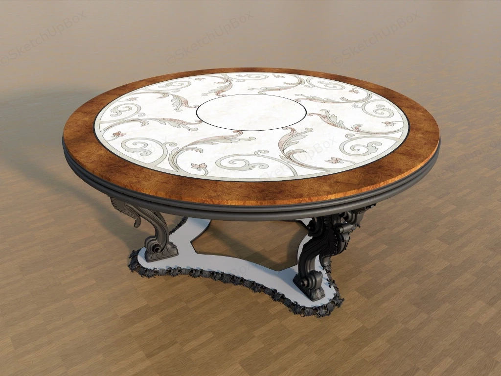 Vintage Round Coffee Table sketchup model preview - SketchupBox