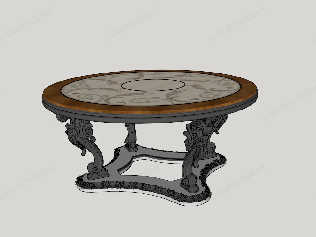 Vintage Round Coffee Table sketchup model preview - SketchupBox