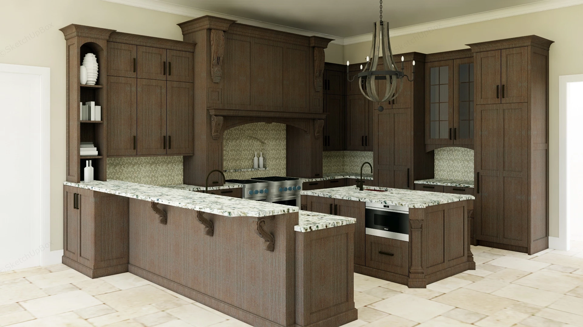 Vintage Kitchen With Island sketchup model preview - SketchupBox