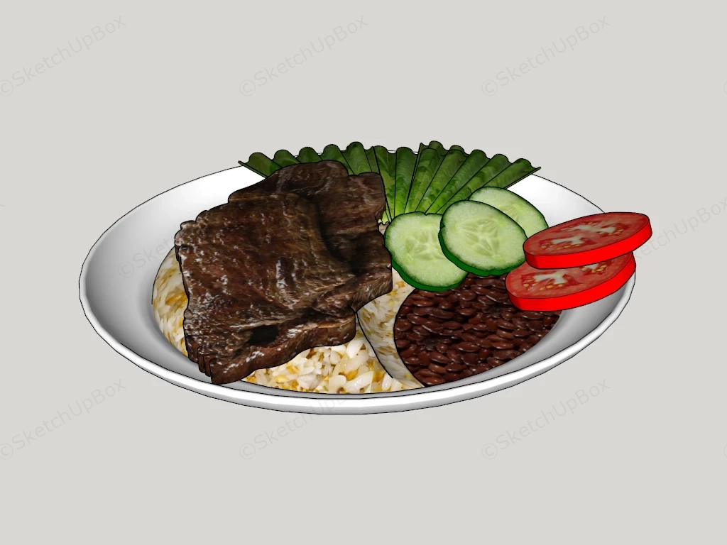 Steak And Rice Dinner sketchup model preview - SketchupBox