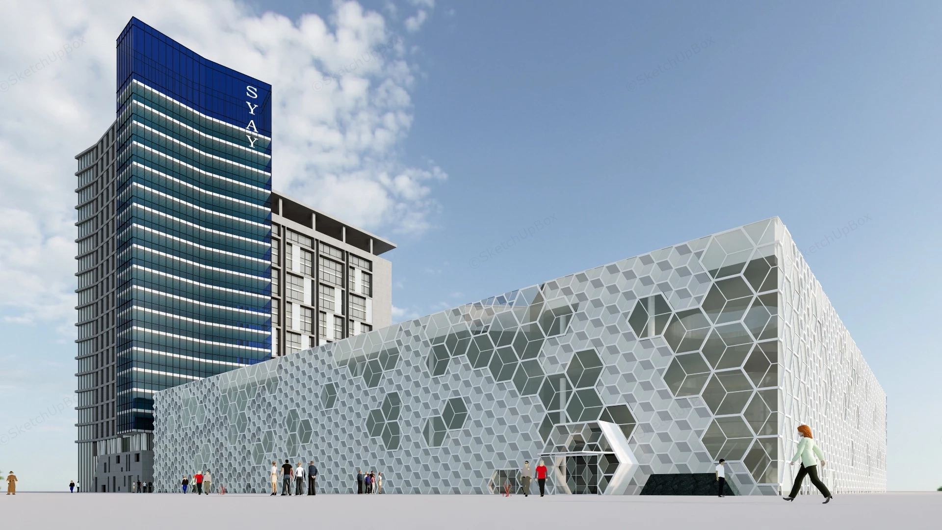 Modern Shopping Center Design sketchup model preview - SketchupBox