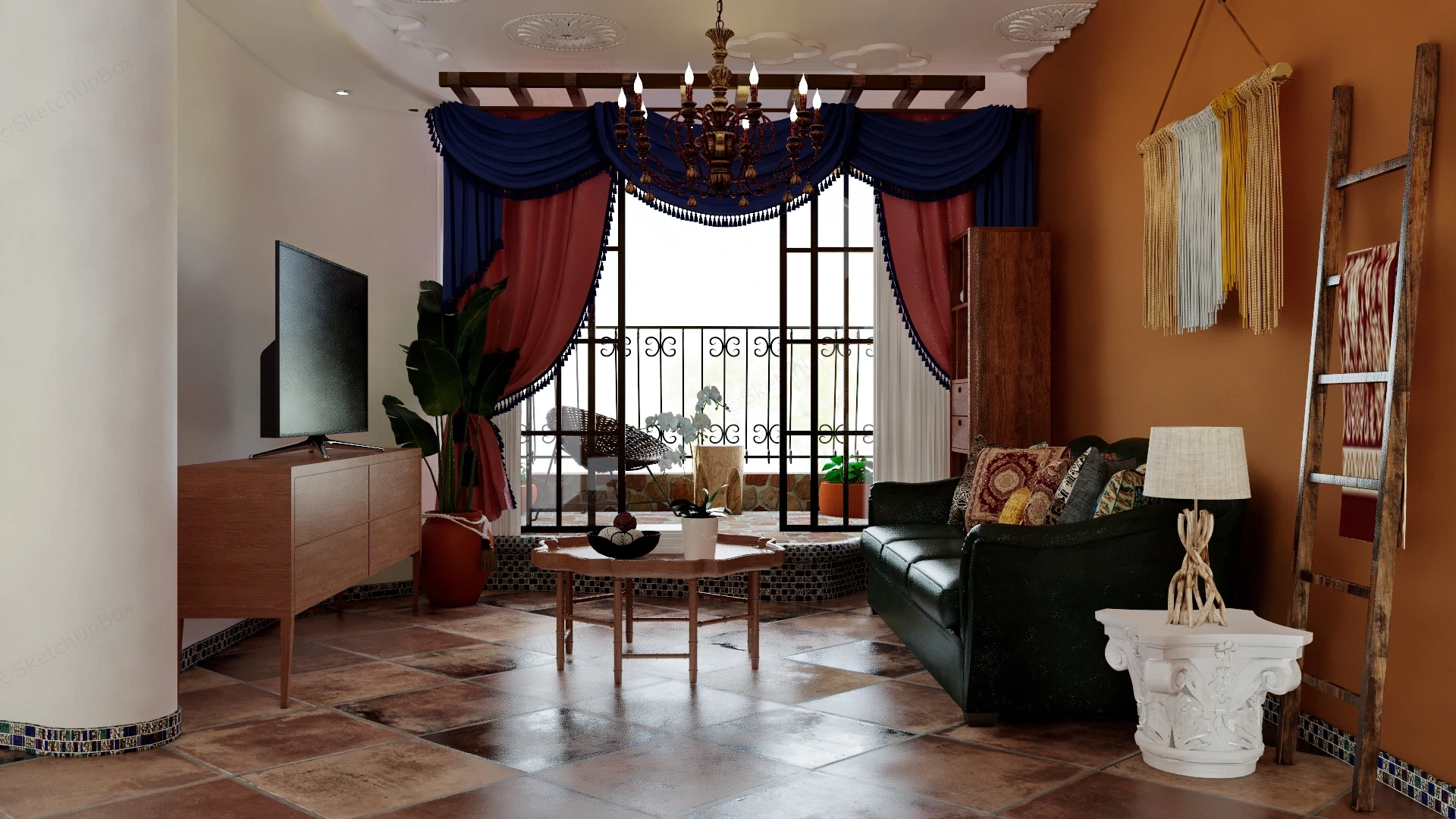 Bohemian Living Room Decor sketchup model preview - SketchupBox