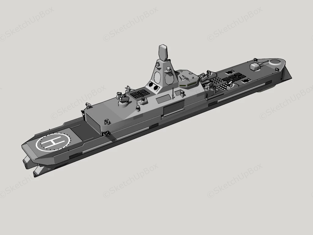 Cruiser Warship sketchup model preview - SketchupBox
