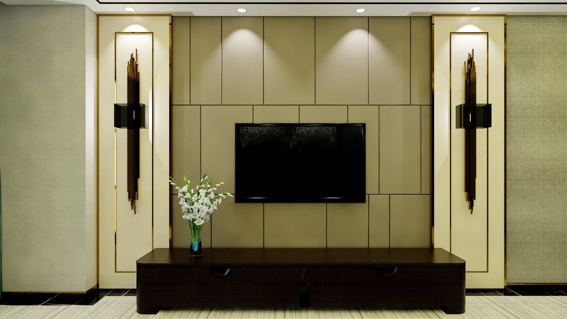 Living Room Tv Wall Idea sketchup model preview - SketchupBox